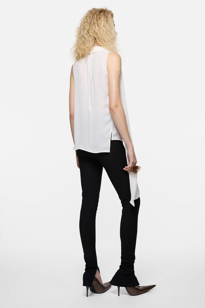 Silk sleeveless blouse - Marble White