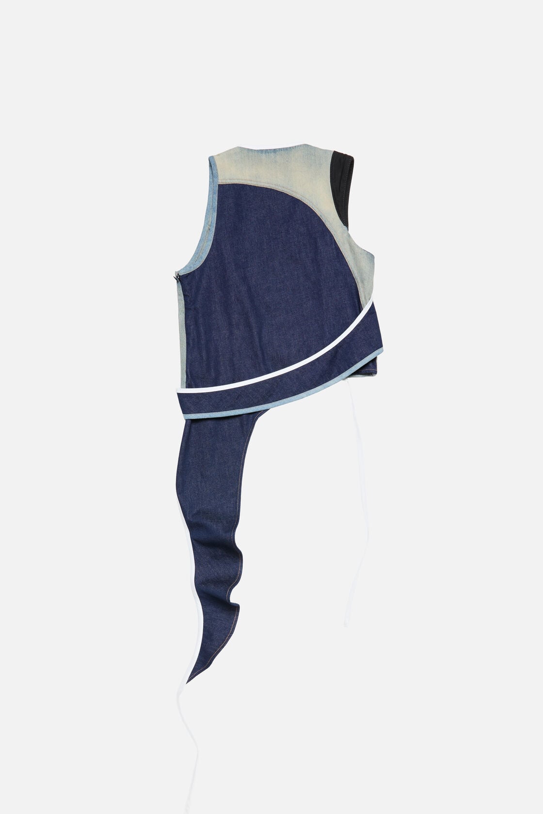 Asymmetrical Denim Vest - Indigo/blue