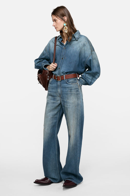 Denim button-up shirt - Mid Blue