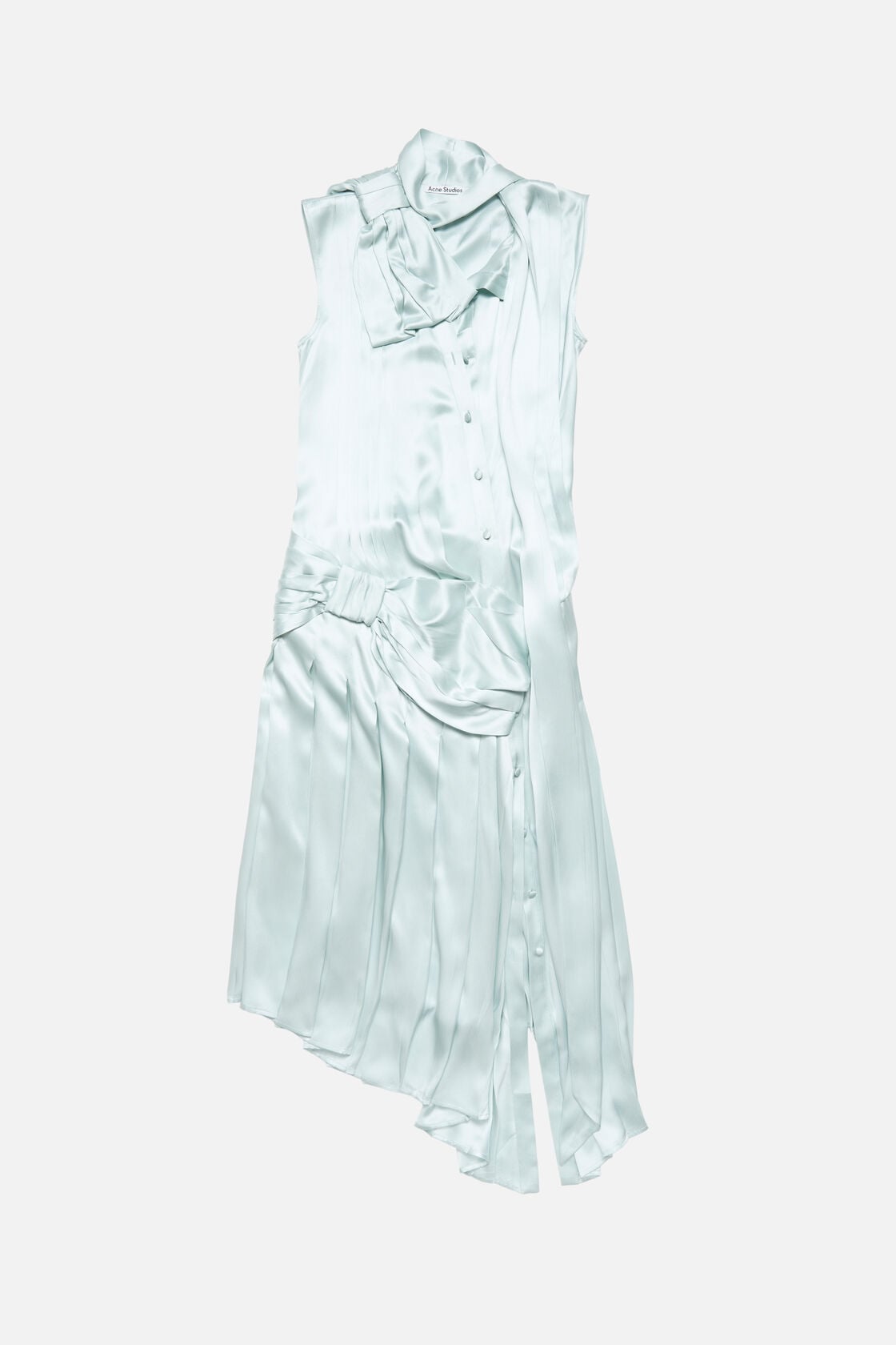 Silk dress with bows - Aqua blue
