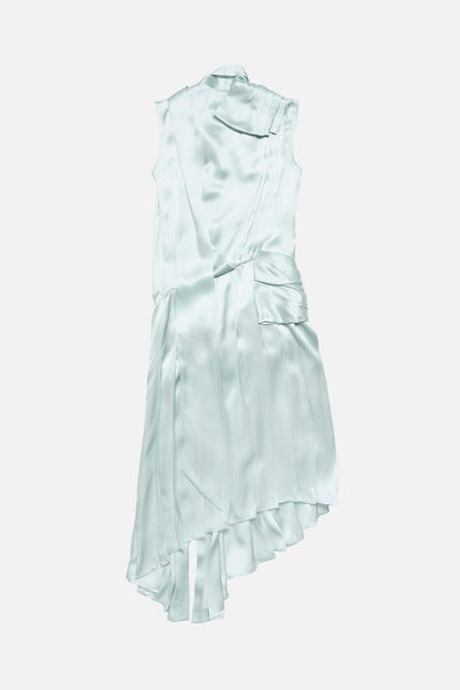 Silk dress with bows - Aqua blue