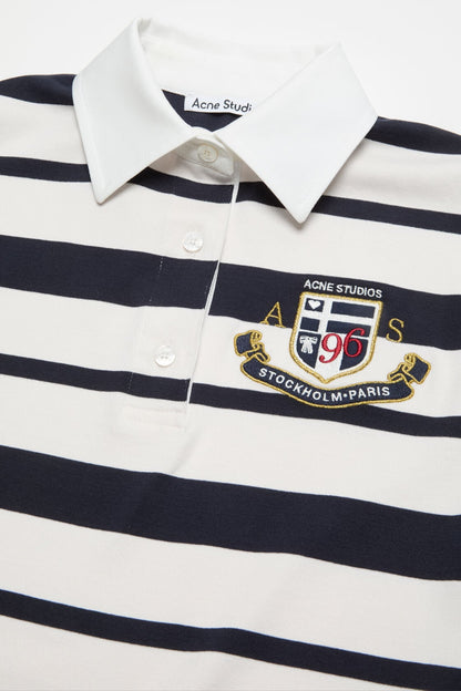 Striped polo dress - Navy/ecru