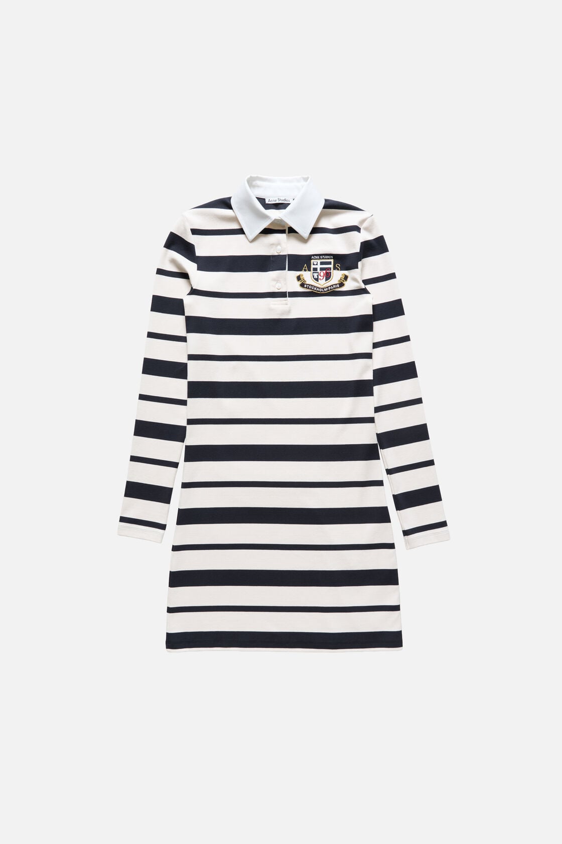 Striped polo dress - Navy/ecru
