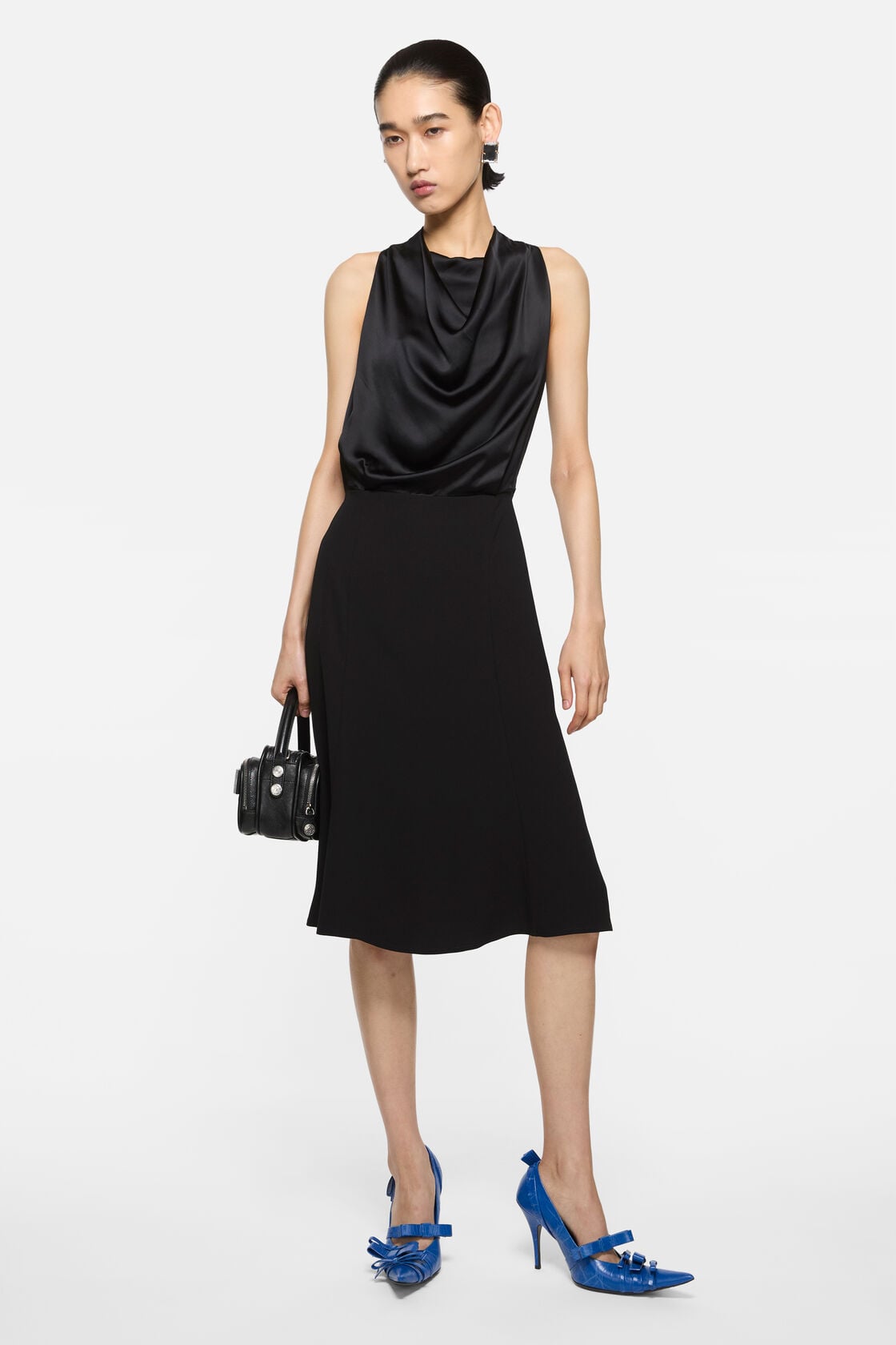 Satin midi dress - Black