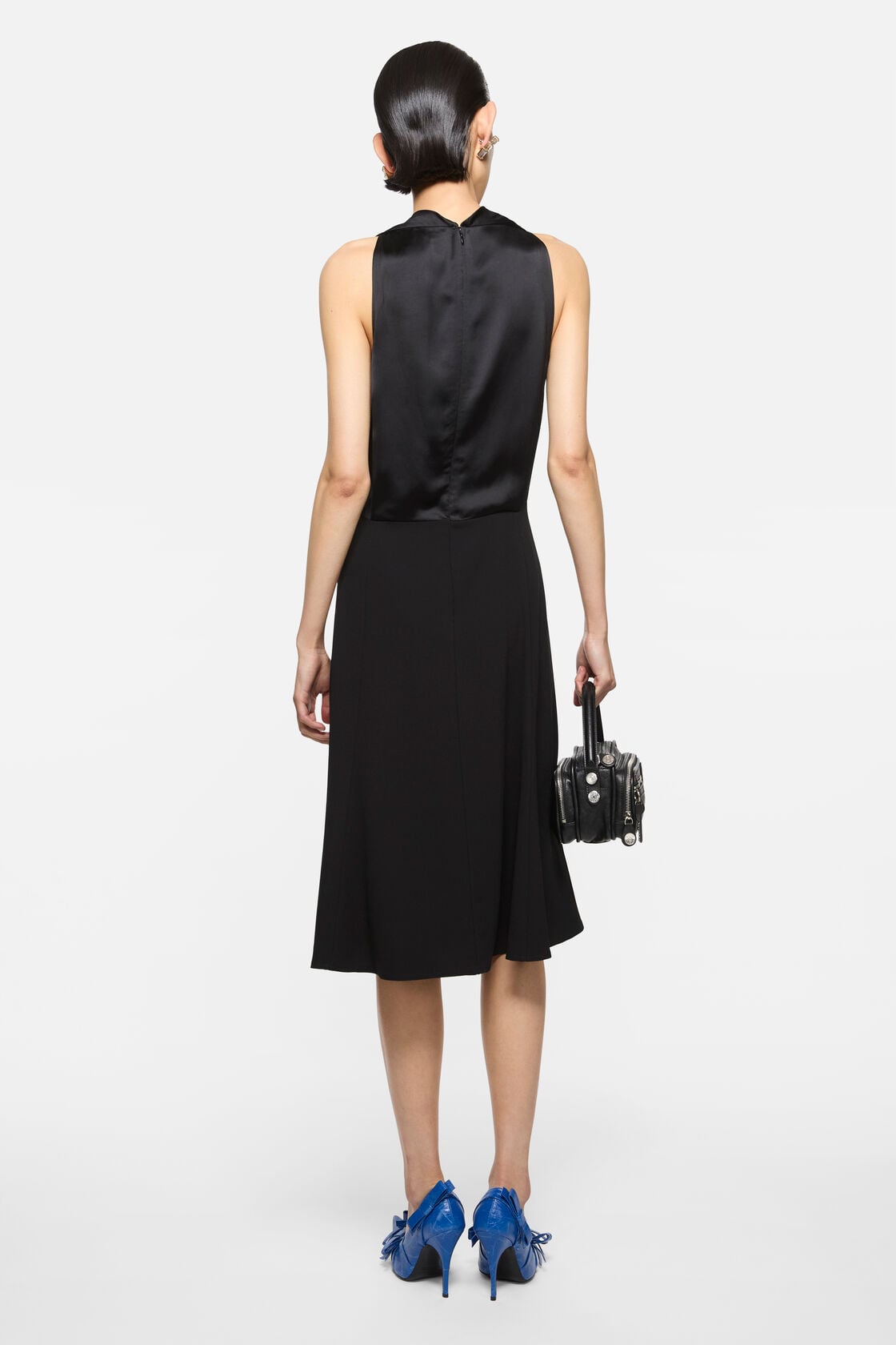 Satin midi dress - Black