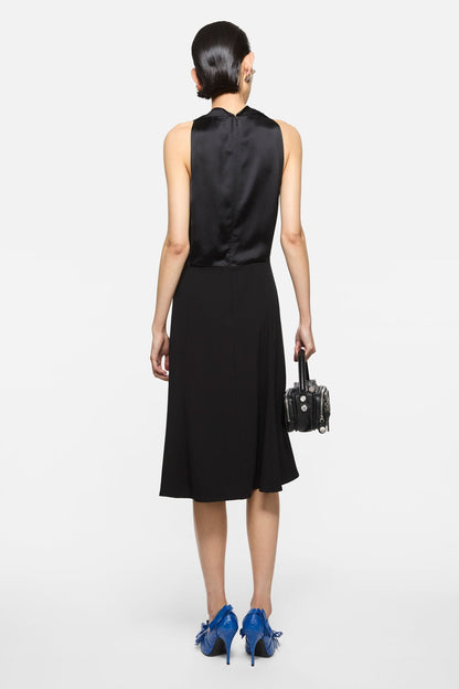 Satin midi dress - Black
