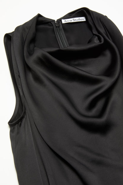 Satin midi dress - Black