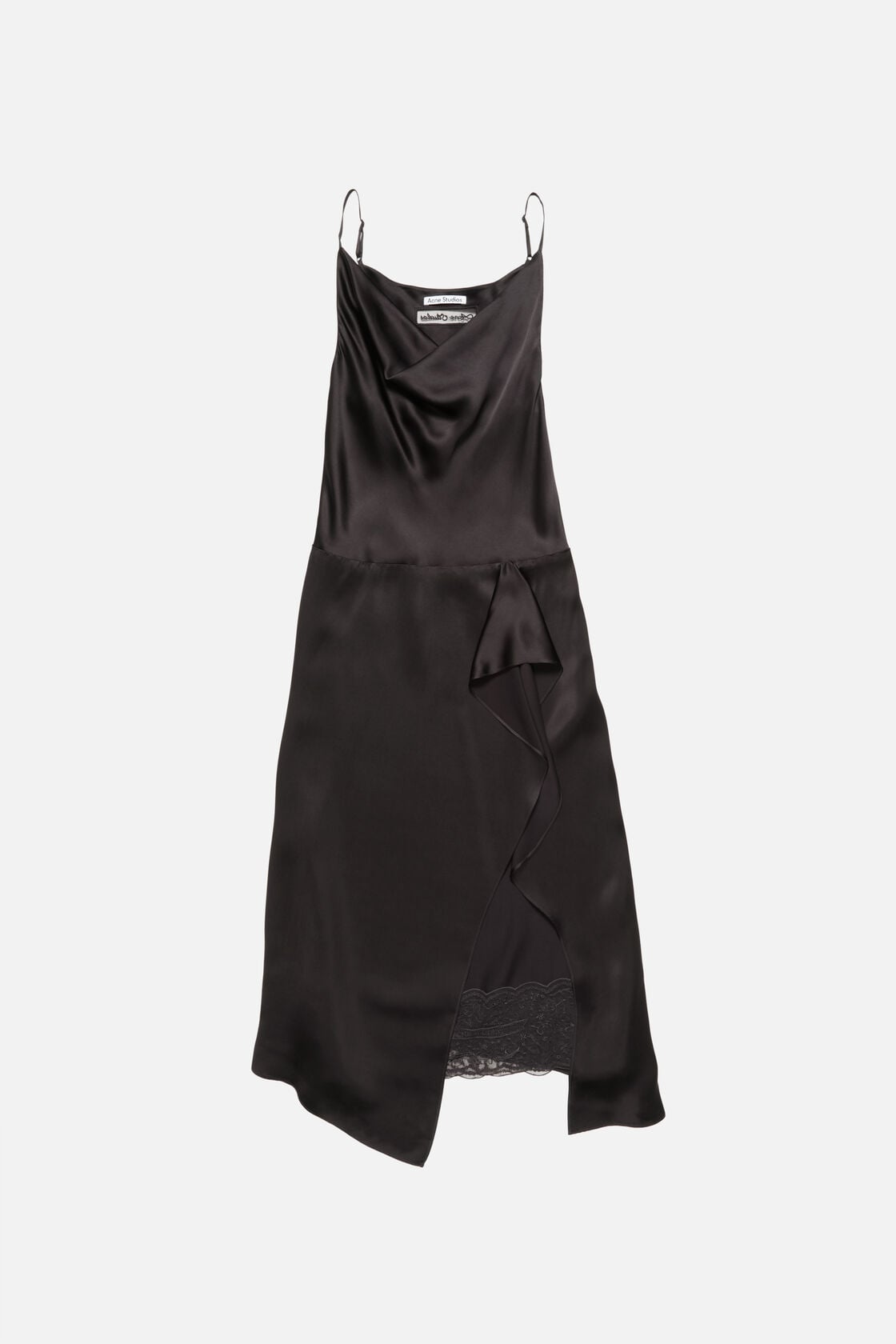 Shiny satin slip dress - Dark brown