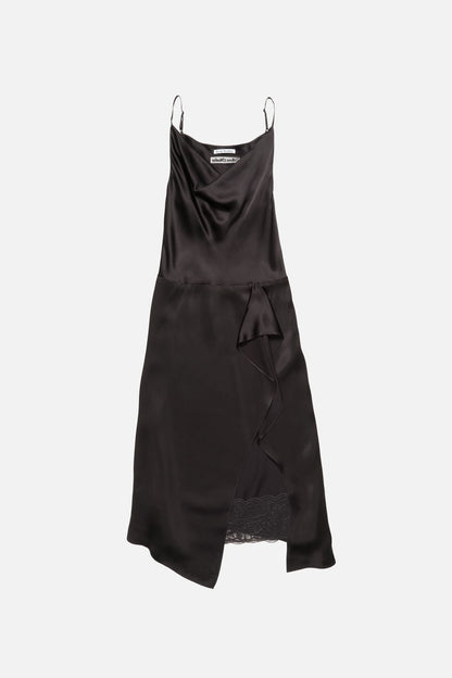 Shiny satin slip dress - Dark brown