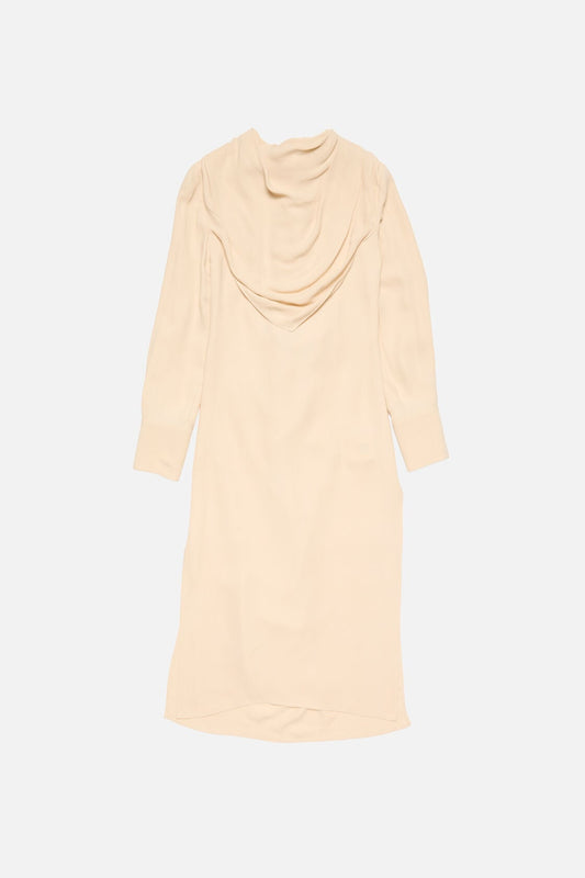 Silk midi dress with scarf - Sand beige