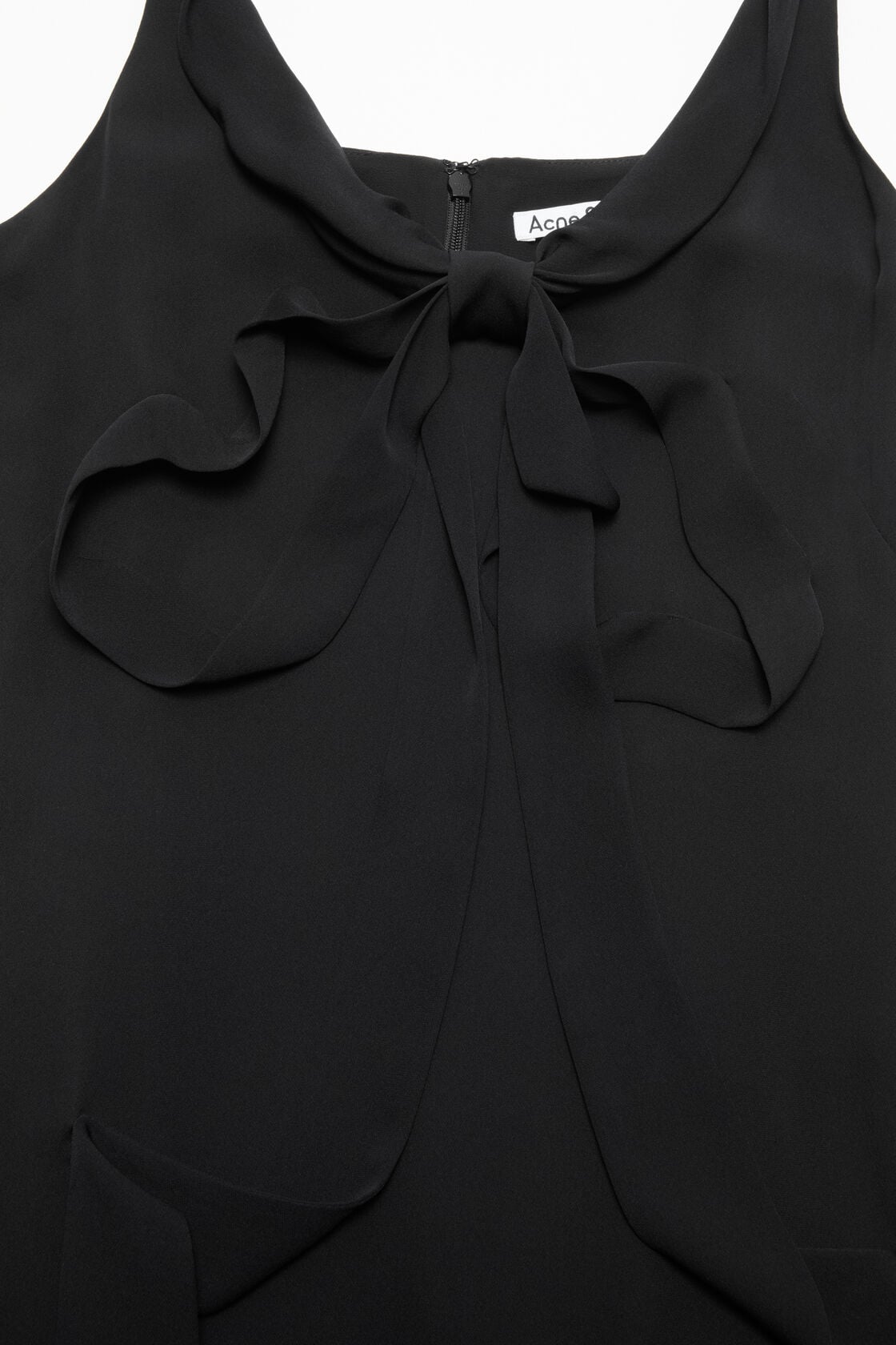 Silk midi dress with bow - Black