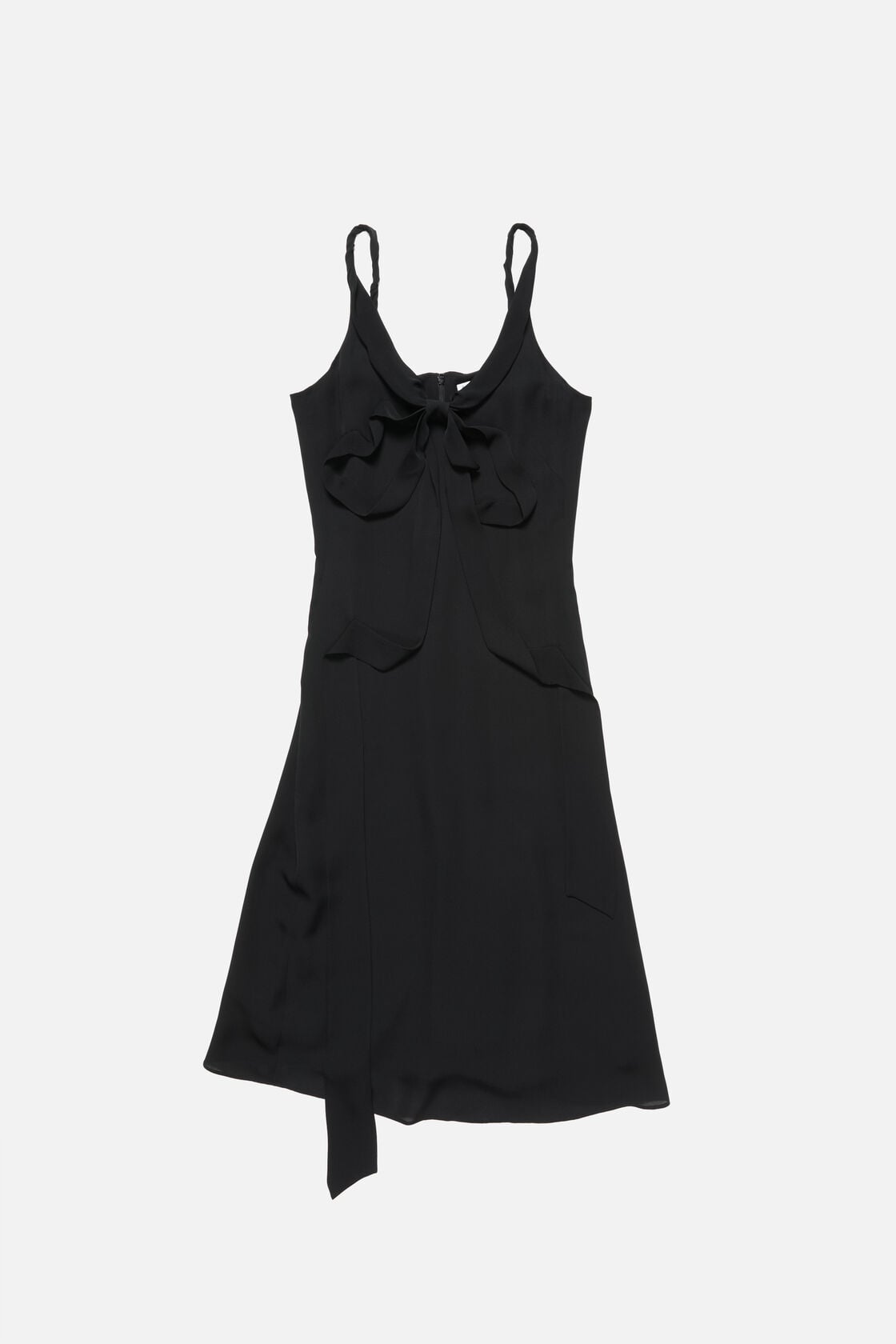 Silk midi dress with bow - Black