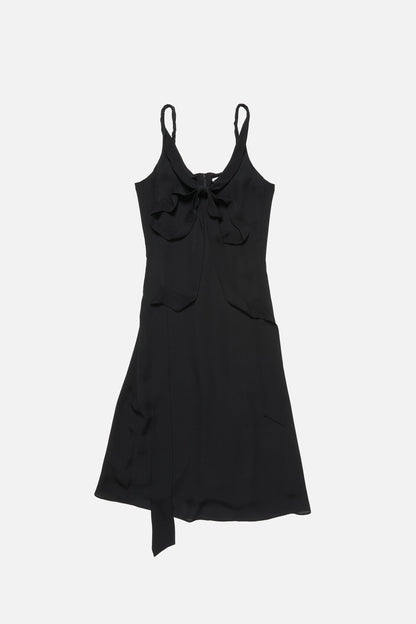 Silk midi dress with bow - Black