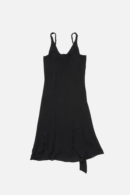 Silk midi dress with bow - Black