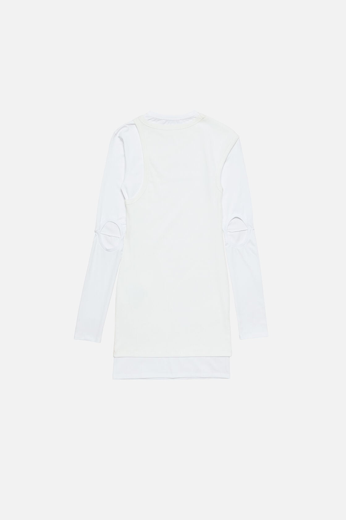 Layered Cotton Mini Dress - White