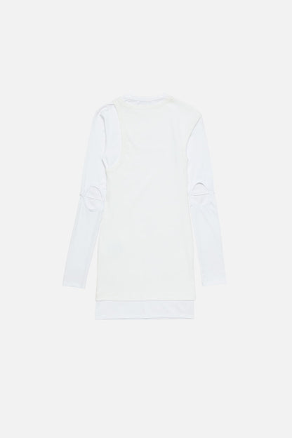 Layered Cotton Mini Dress - White