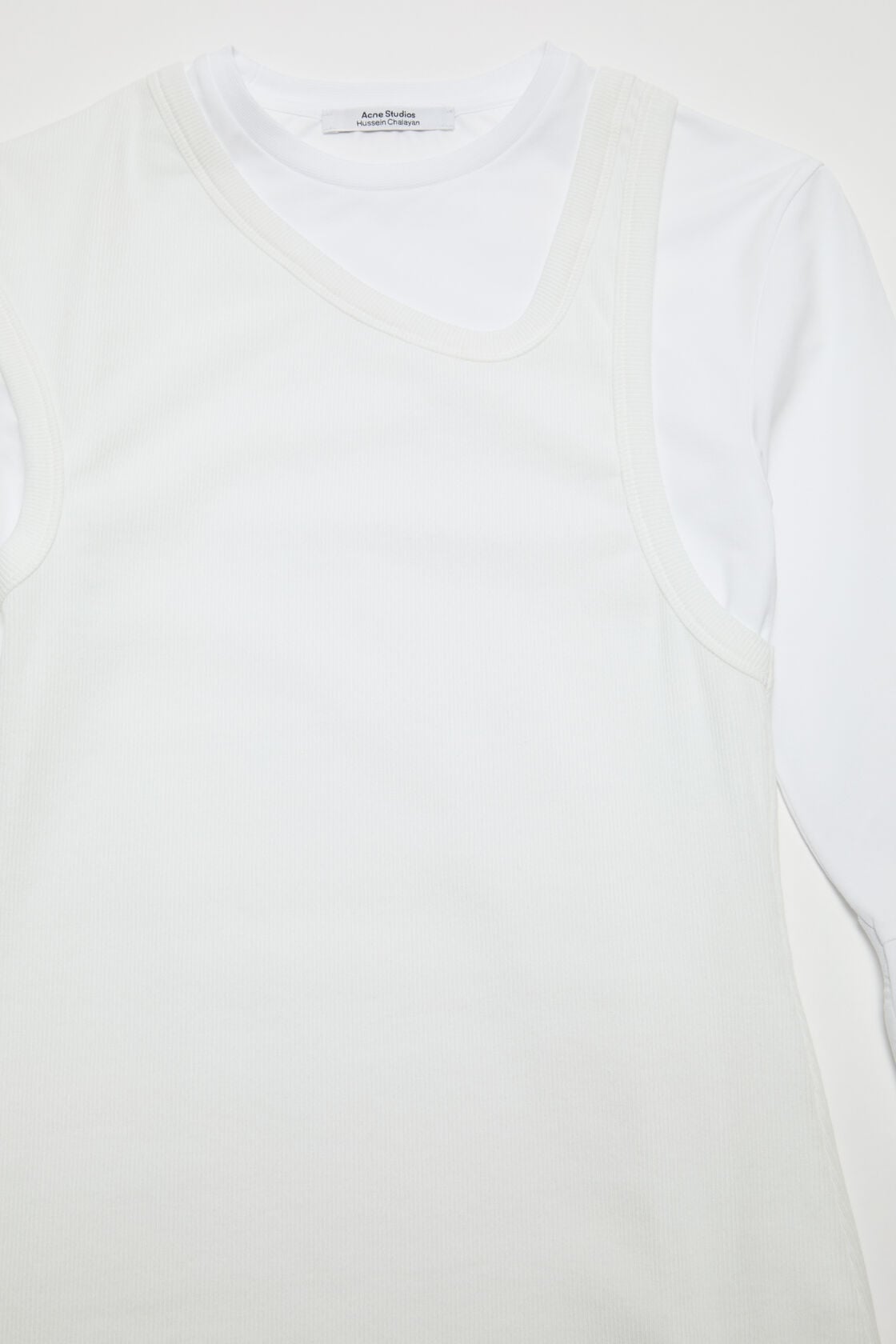 Layered Cotton Mini Dress - White