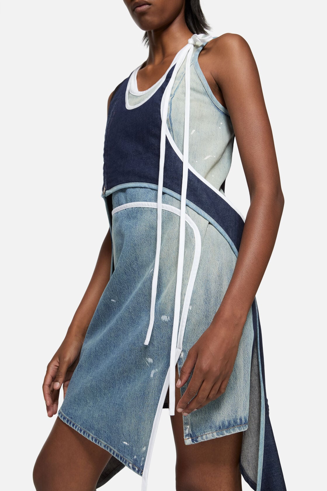 Asymmetrical Denim Mini Dress - Indigo/blue