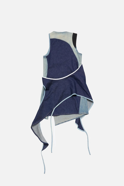 Asymmetrical Denim Mini Dress - Indigo/blue