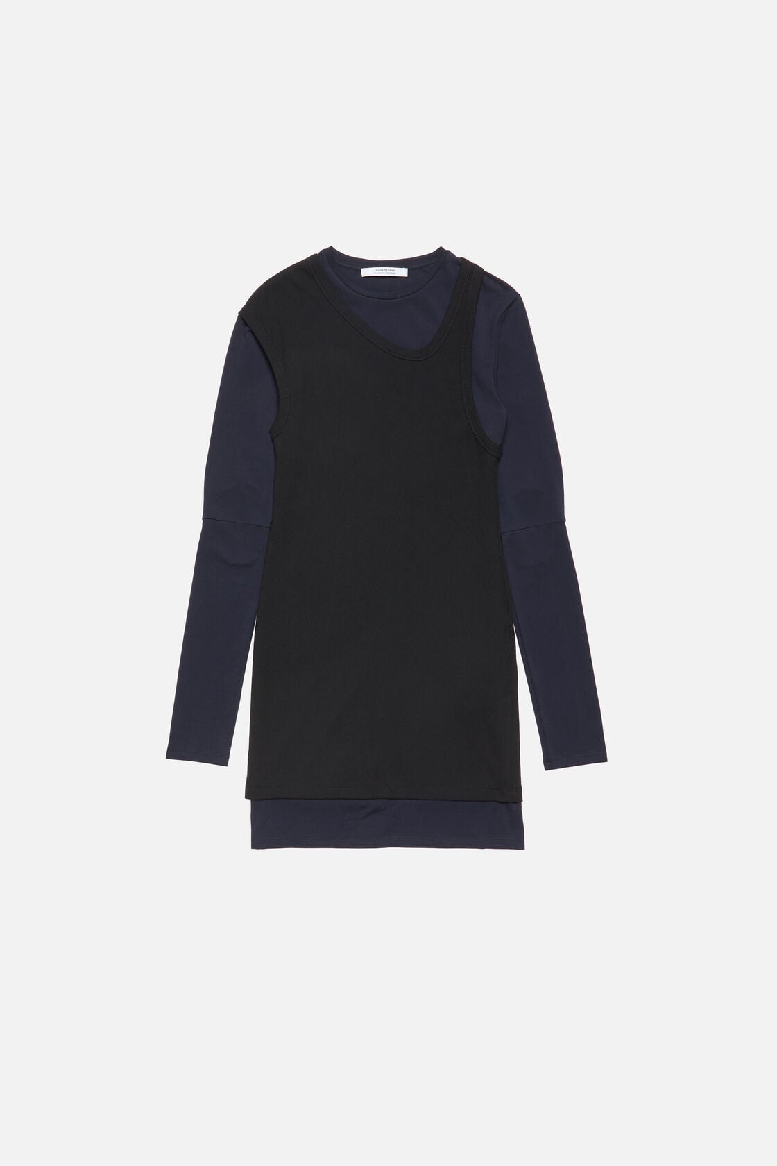 Layered Cotton Mini Dress - Navy/black