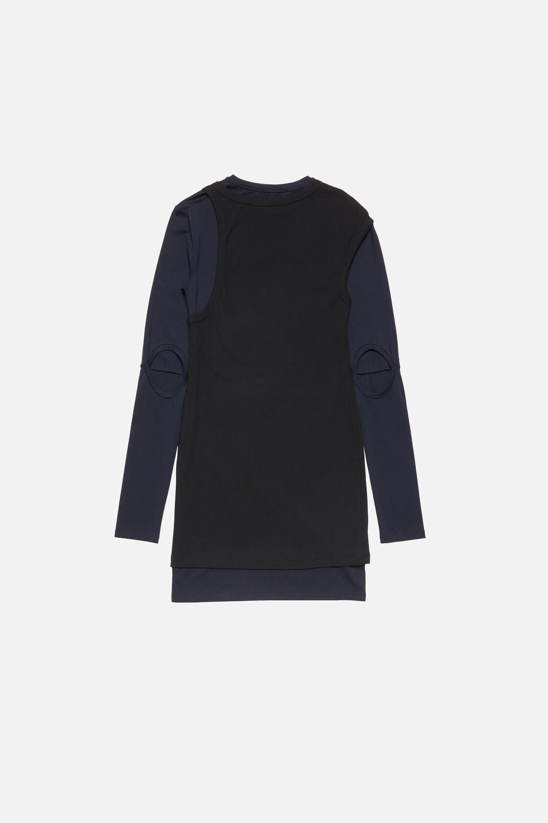 Layered Cotton Mini Dress - Navy/black