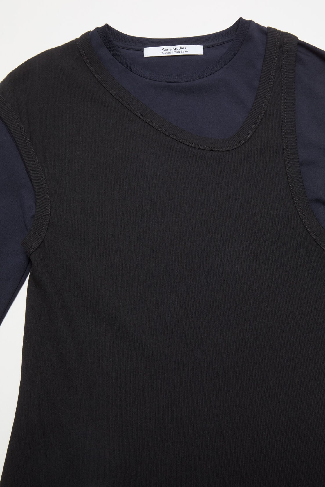 Layered Cotton Mini Dress - Navy/black