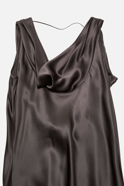 Draped satin dress - Graphite grey