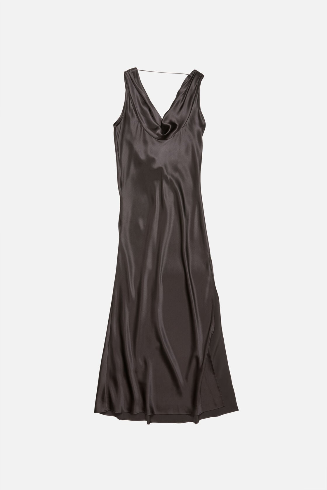 Draped satin dress - Graphite grey