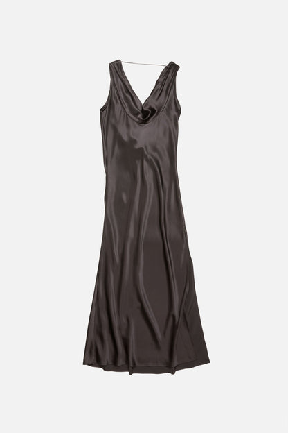 Draped satin dress - Graphite grey