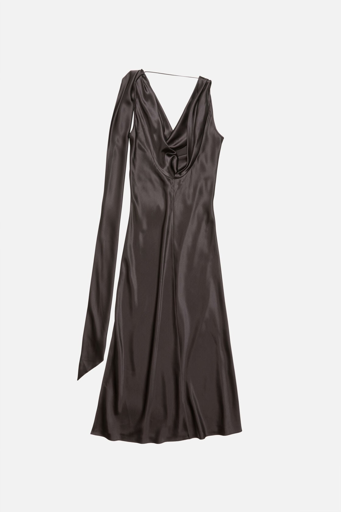 Draped satin dress - Graphite grey