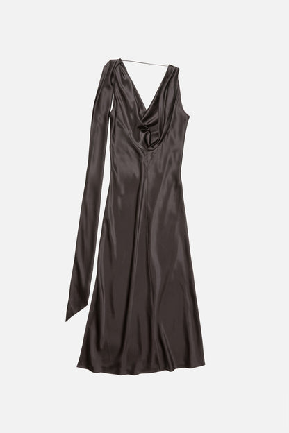 Draped satin dress - Graphite grey