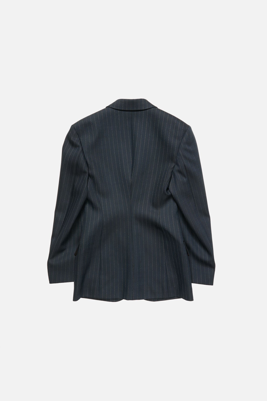 Pinstripe wool suit jacket - Black/Teal blue