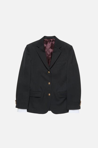 Layered wool suit jacket - Navy blue