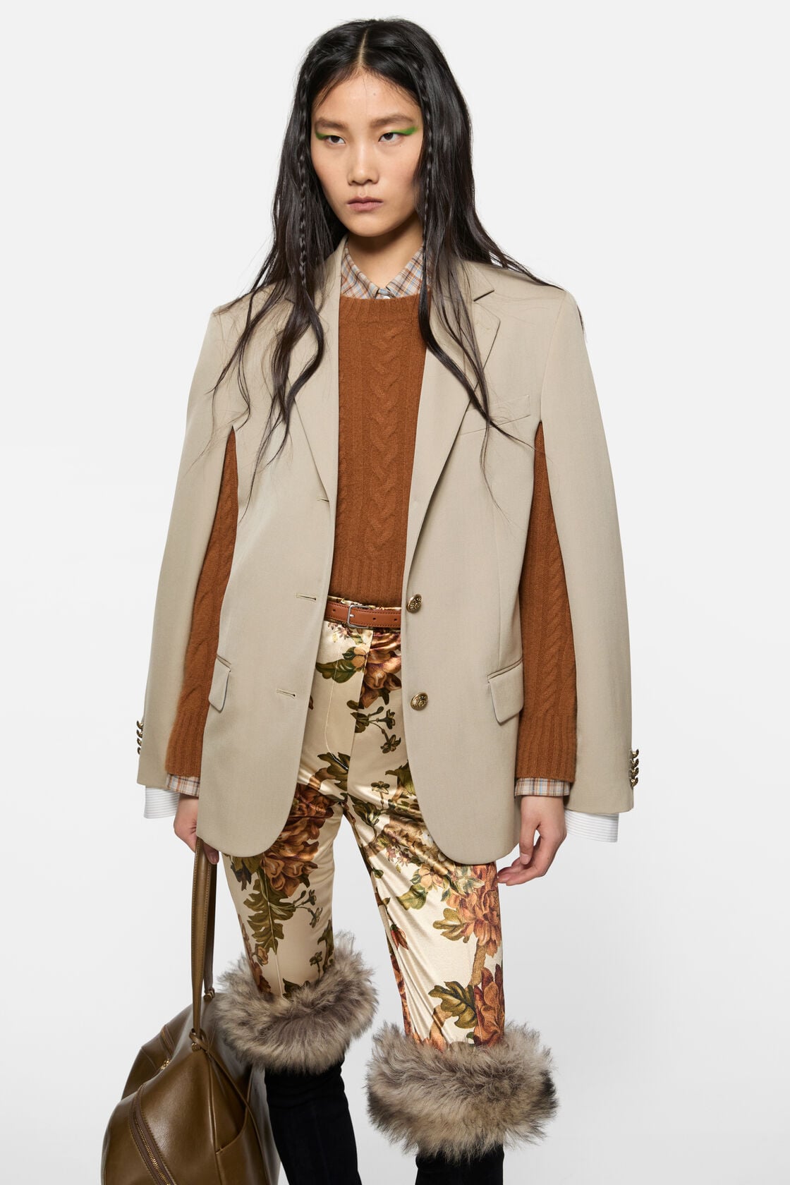 Layered wool suit jacket - Beige