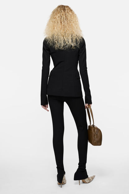 Fitted wool suit jacket - Black