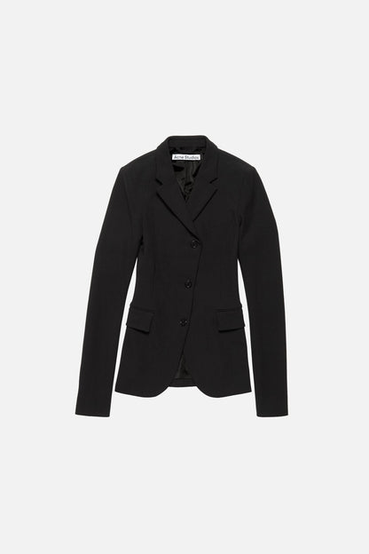 Fitted wool suit jacket - Black