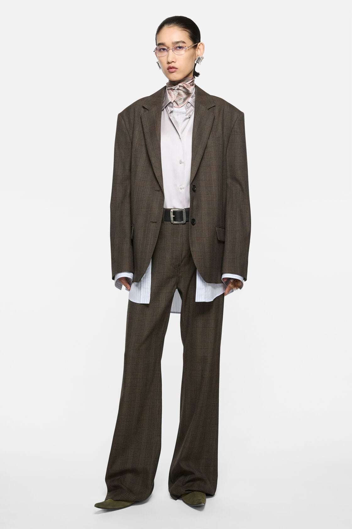 Layered wool suit jacket - Brown/black