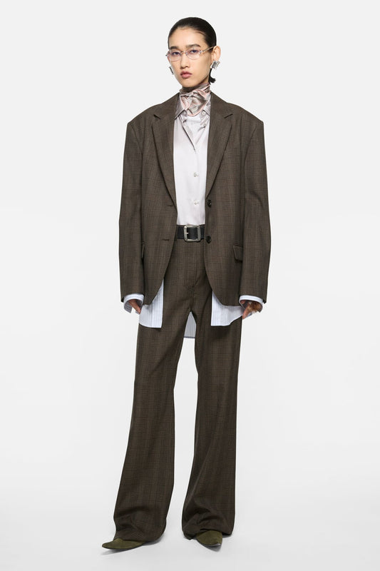 Layered wool suit jacket - Brown/black