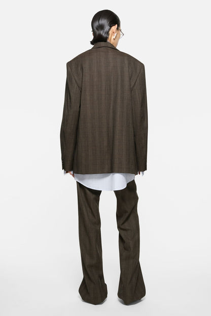 Layered wool suit jacket - Brown/black