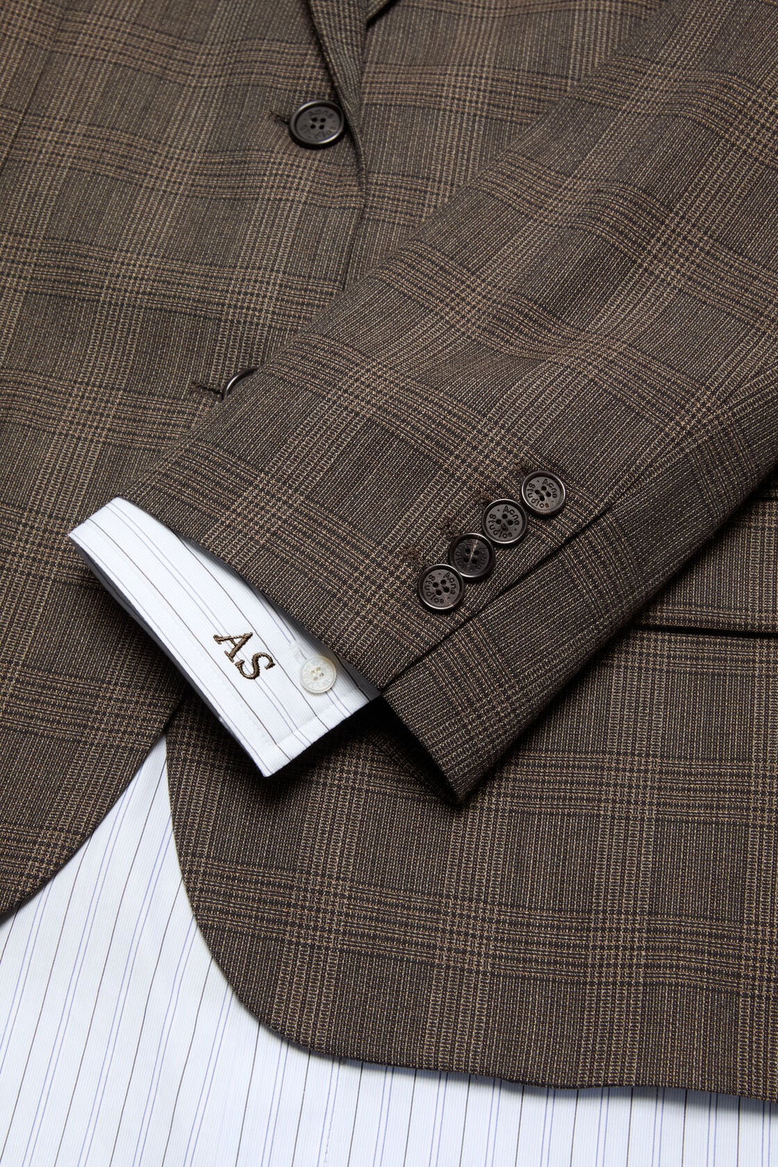 Layered wool suit jacket - Brown/black