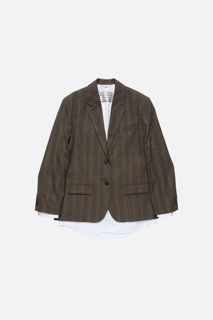 Layered wool suit jacket - Brown/black