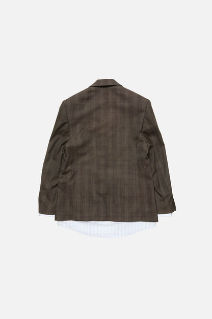 Layered wool suit jacket - Brown/black