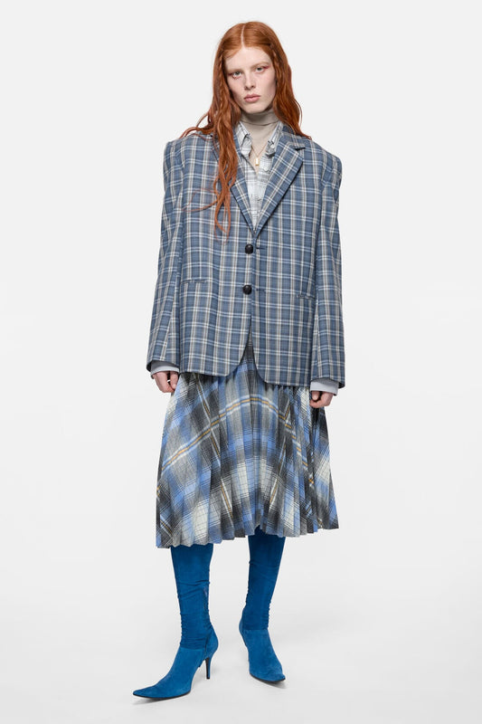 Checked wool suit jacket - Blue/yellow