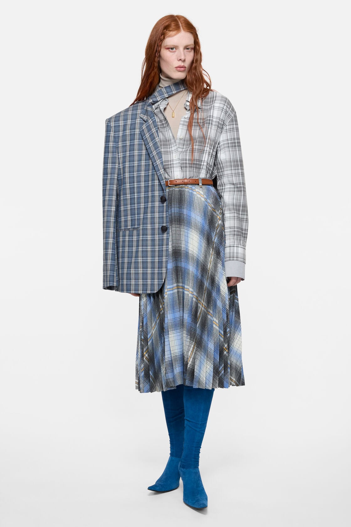 Checked wool suit jacket - Blue/yellow