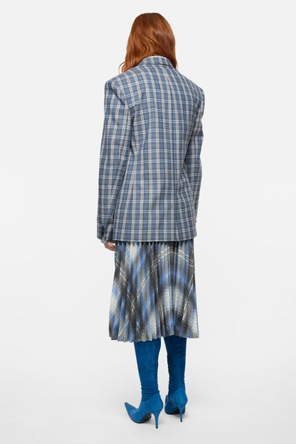 Checked wool suit jacket - Blue/yellow