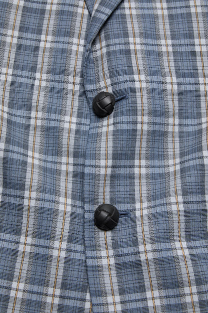 Checked wool suit jacket - Blue/yellow