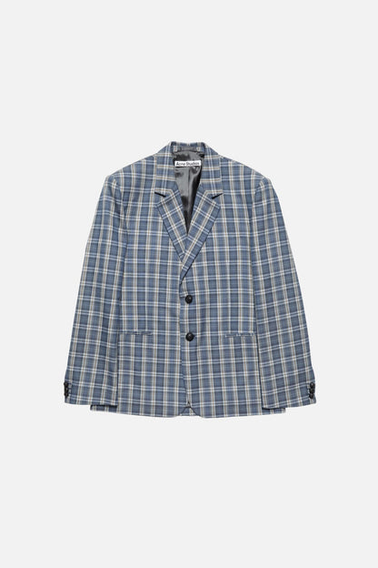 Checked wool suit jacket - Blue/yellow
