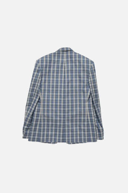Checked wool suit jacket - Blue/yellow