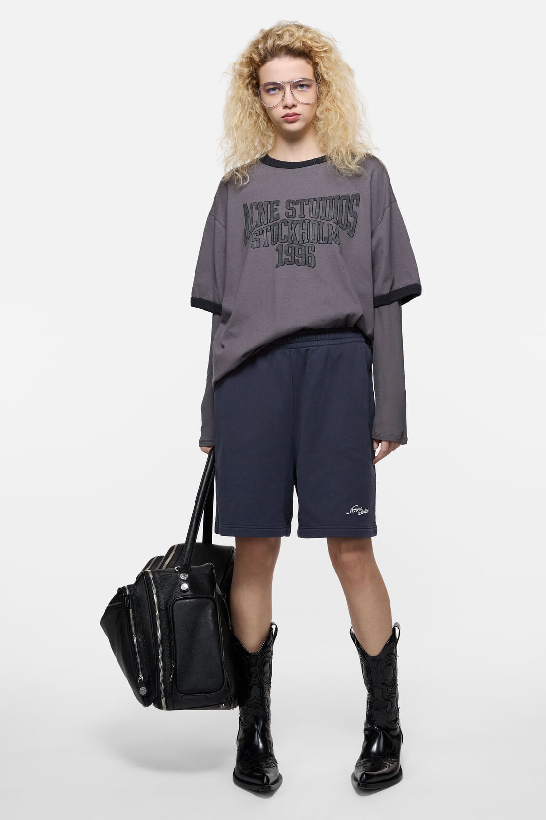 Fleece shorts with logo - Dark navy