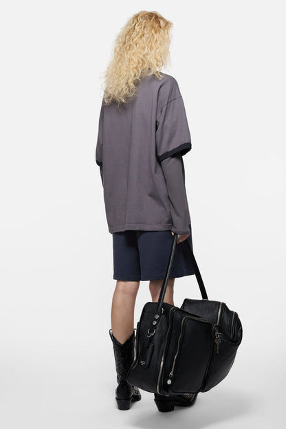 Fleece shorts with logo - Dark navy